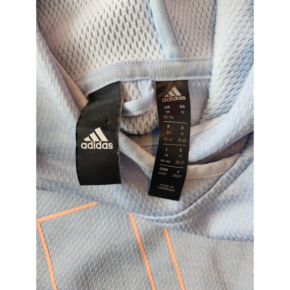 Adidas Hoodie Women M Medium‎ Blue Hooded Long Sleeve Lined Crew Neck Casual - Picture 3 of 6